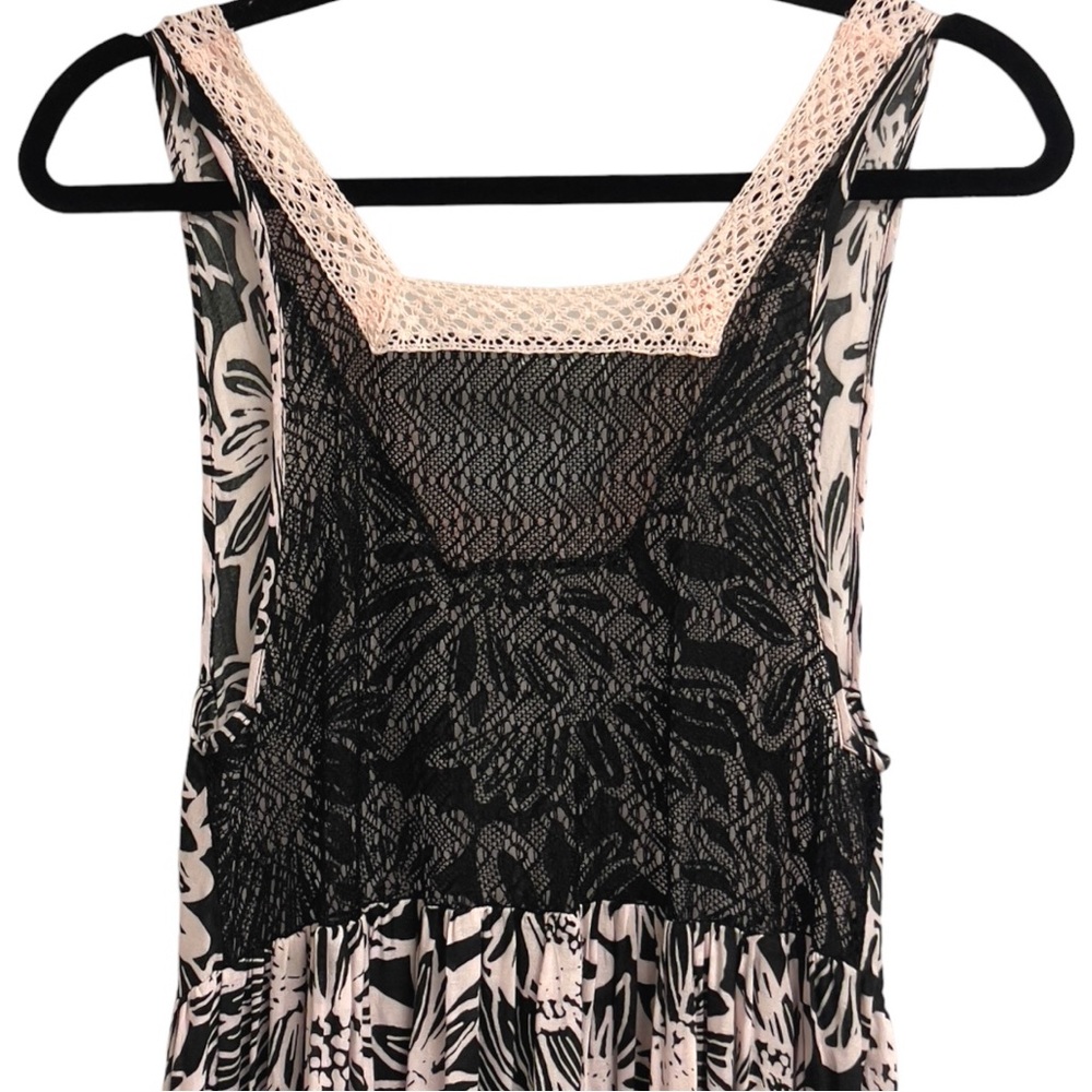 Free People Tiers For You Maxi Dress XS Washed Black Combo Boho Lace - Picture 10 of 13